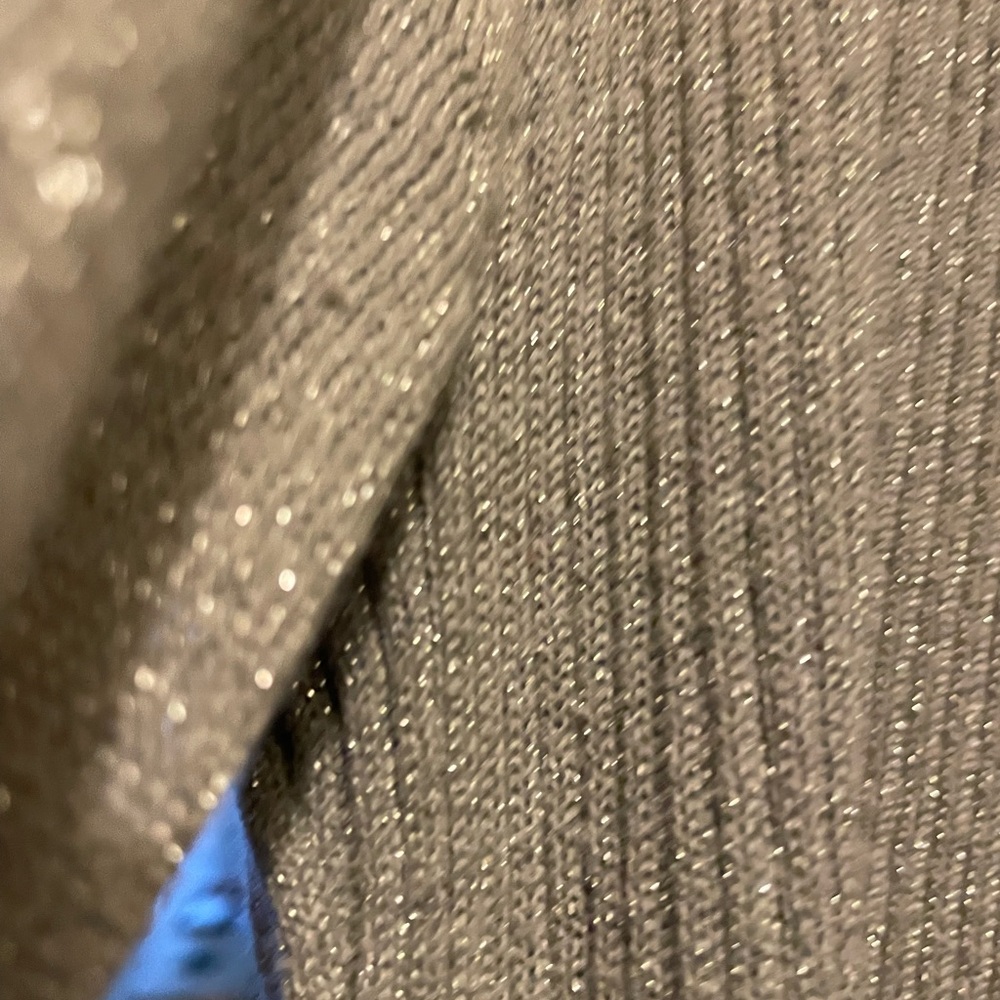 EUC silver/metallic threads shawl front cardigan